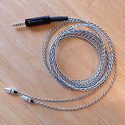 5極4.4mmΦプラグ(PENTACONN)付き　イヤホン用ケーブル1.2m　銀メッキOFC (mmcx)