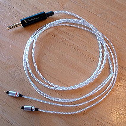 5極4.4mmΦプラグ(PENTACONN)付き　イヤホン用ケーブル1.2m　 4N銀撚り線 (2Pin)